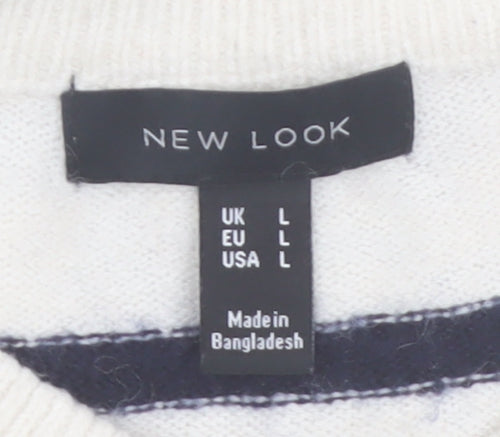 New Look Women Ivory Striped Liberté Knit Jumper Size L