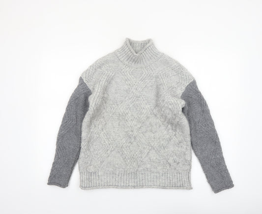 Marks and Spencer Women’s Grey Cable-Knit Mock Neck Jumper XS