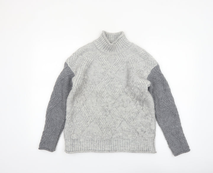 Marks and Spencer Women’s Grey Cable-Knit Mock Neck Jumper XS