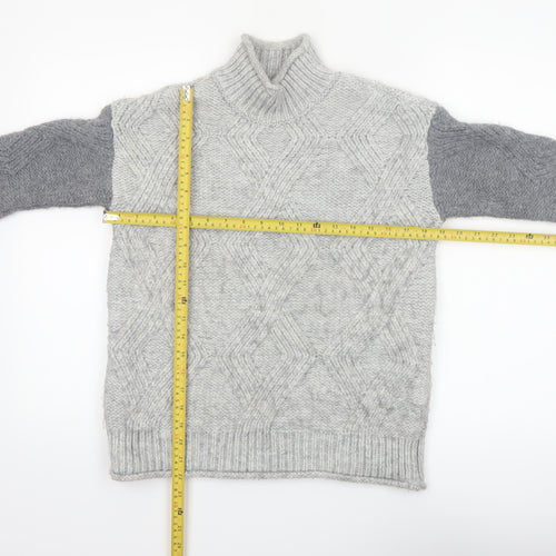 Marks and Spencer Women’s Grey Cable-Knit Mock Neck Jumper XS
