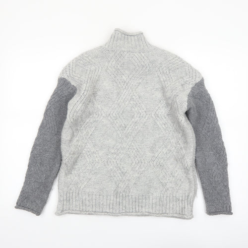 Marks and Spencer Women’s Grey Cable-Knit Mock Neck Jumper XS