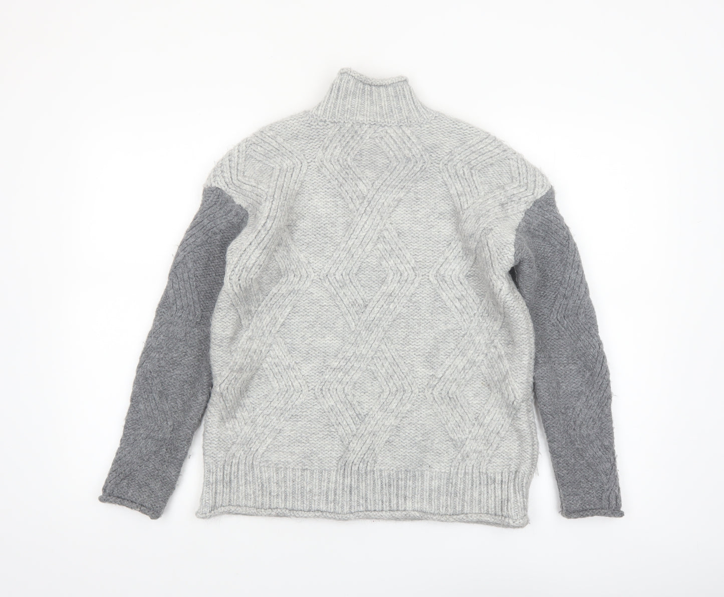 Marks and Spencer Women’s Grey Cable-Knit Mock Neck Jumper XS