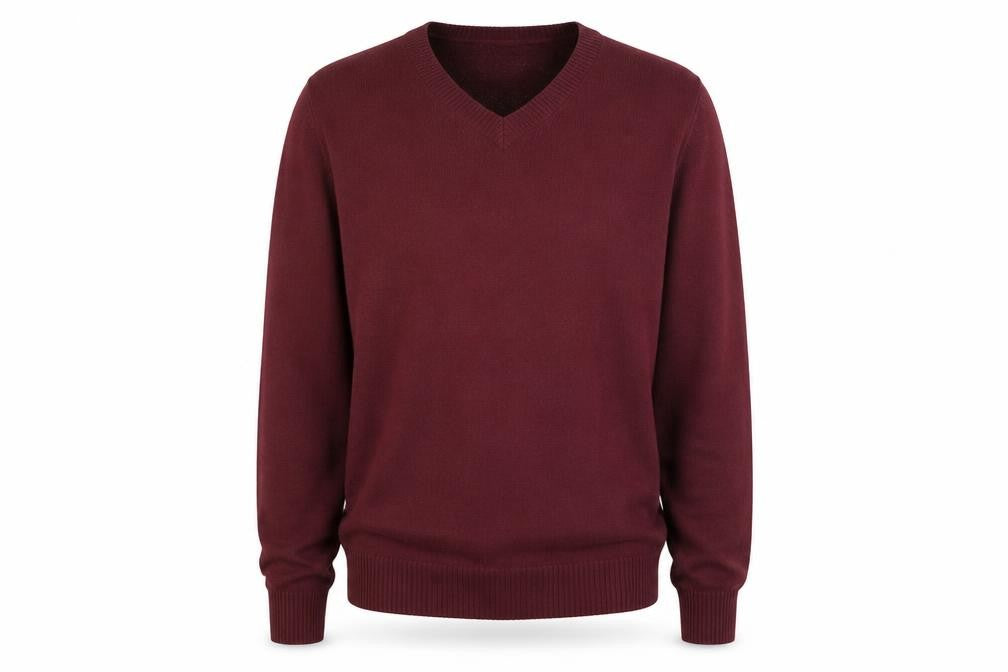 Marks and Spencer Men's Red Wool V-Neck Jumper XL Classic Fit