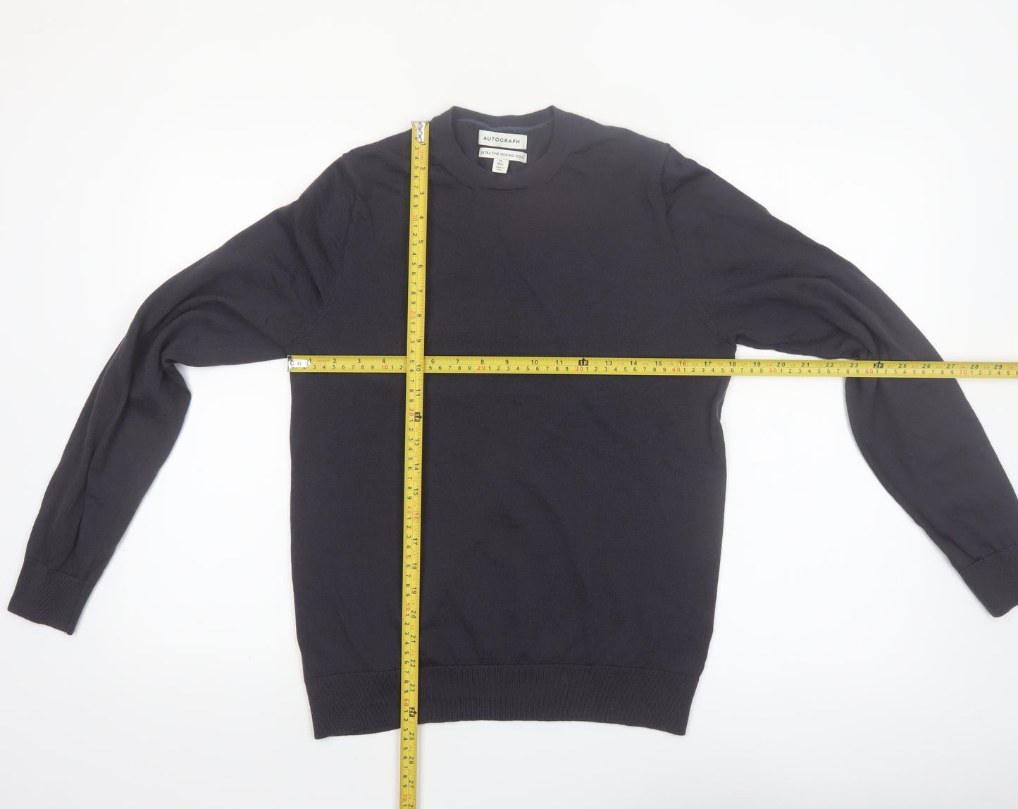 Marks and Spencer Men’s Black Merino Wool Crew Neck Jumper M Regular