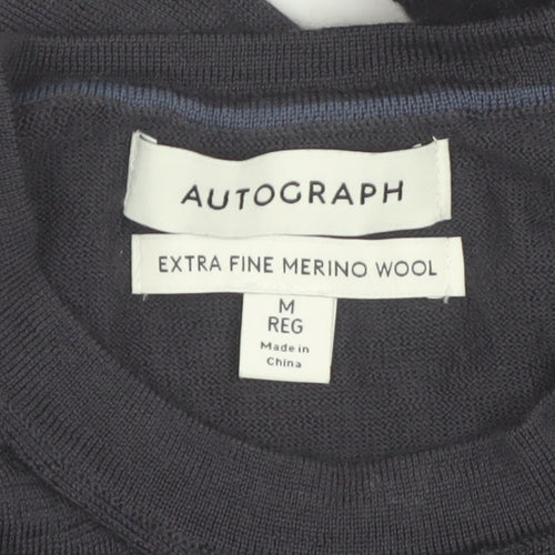 Marks and Spencer Men’s Black Merino Wool Crew Neck Jumper M Regular
