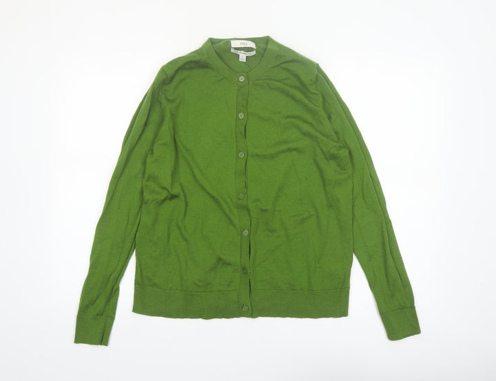 Marks and Spencer Women’s Green Merino Wool Long Sleeve Cardigan Size 18