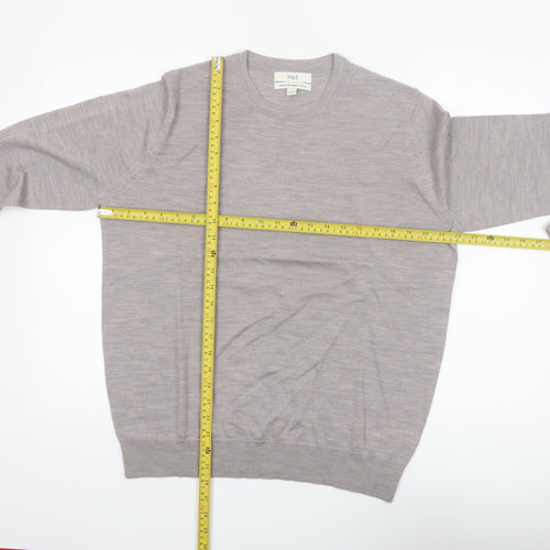 Marks and Spencer Women Grey Merino Wool Crew Neck Jumper Size 14