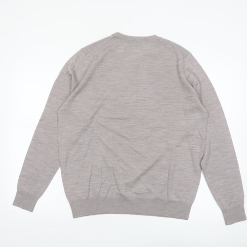 Marks and Spencer Women Grey Merino Wool Crew Neck Jumper Size 14