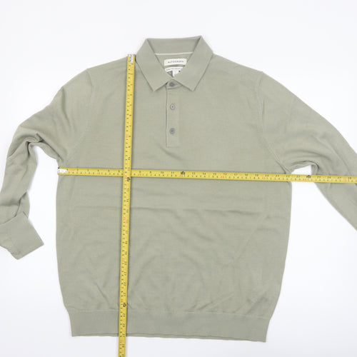 Marks and Spencer Men’s Green Merino Wool Henley Jumper L Classic Fit