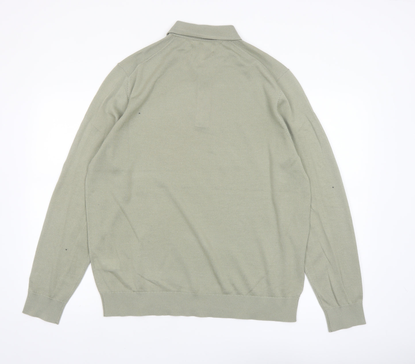 Marks and Spencer Men’s Green Merino Wool Henley Jumper L Classic Fit