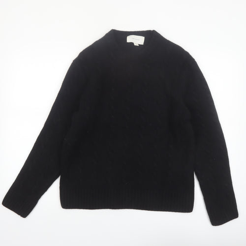 Zara Origins Women Black Wool Cable-Knit Jumper Size 12