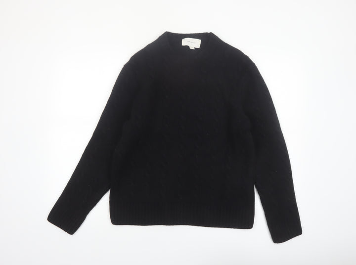 Zara Origins Women Black Wool Cable-Knit Jumper Size 12