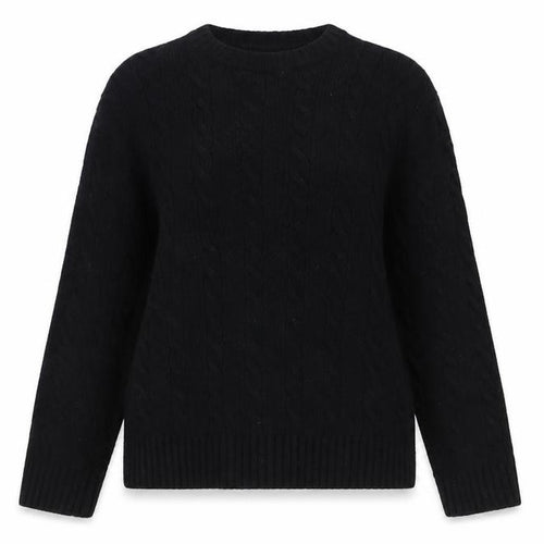 Zara Origins Women Black Wool Cable-Knit Jumper Size 12