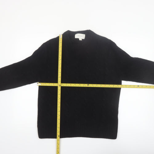 Zara Origins Women Black Wool Cable-Knit Jumper Size 12