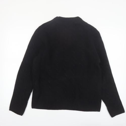 Zara Origins Women Black Wool Cable-Knit Jumper Size 12
