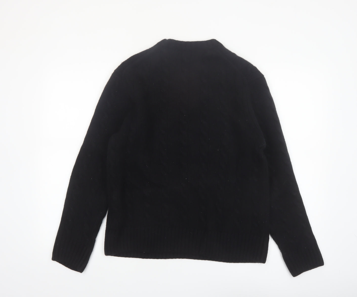 Zara Origins Women Black Wool Cable-Knit Jumper Size 12