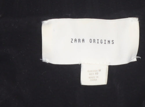 Zara Origins Women Black Wool Cable-Knit Jumper Size 12