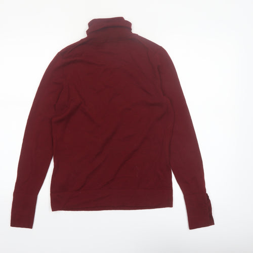Hobbs Women Red Roll Neck 100% Merino Wool Jumper Size S