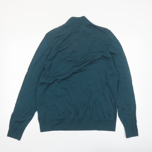 Marks and Spencer Autograph Men's Green Merino Wool Half Zip Jumper XL