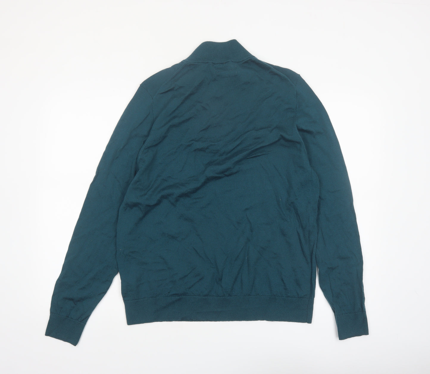 Marks and Spencer Autograph Men's Green Merino Wool Half Zip Jumper XL