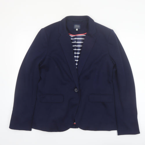 Joules Women's Blue Blazer Jacket UK 14 Classic Tailored Single-Breasted