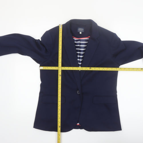 Joules Women's Blue Blazer Jacket UK 14 Classic Tailored Single-Breasted
