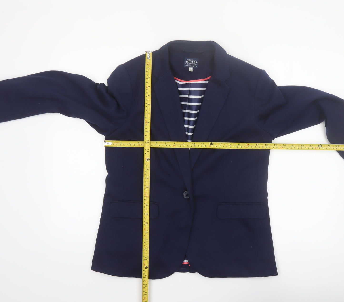 Joules Women's Blue Blazer Jacket UK 14 Classic Tailored Single-Breasted
