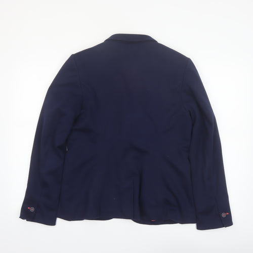 Joules Women's Blue Blazer Jacket UK 14 Classic Tailored Single-Breasted