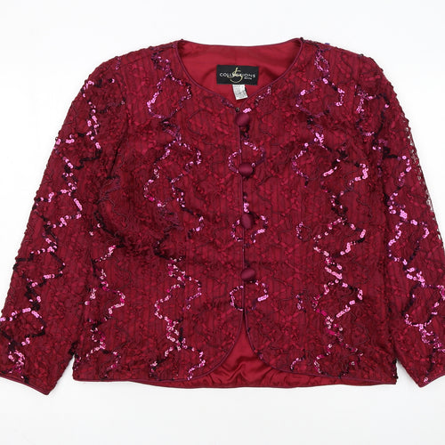 JS Collections Petite Burgundy Sequin Evening Jacket UK 14