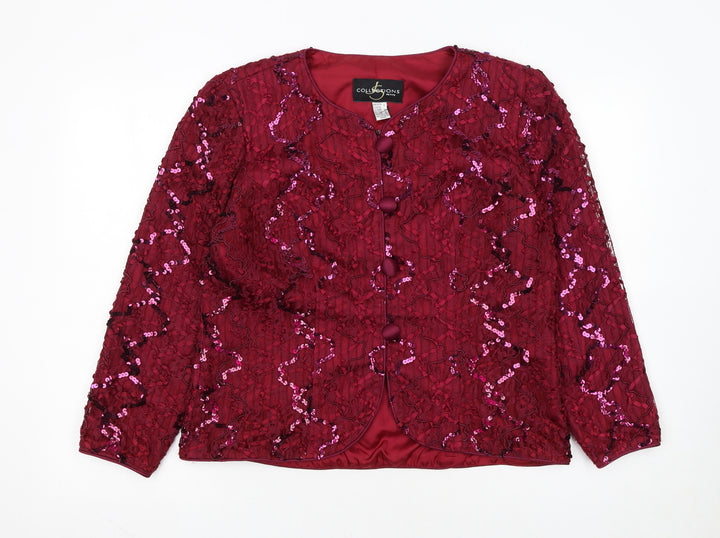 JS Collections Petite Burgundy Sequin Evening Jacket UK 14