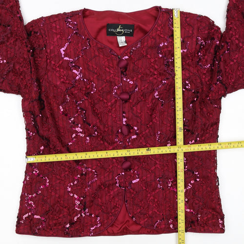 JS Collections Petite Burgundy Sequin Evening Jacket UK 14