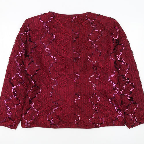 JS Collections Petite Burgundy Sequin Evening Jacket UK 14