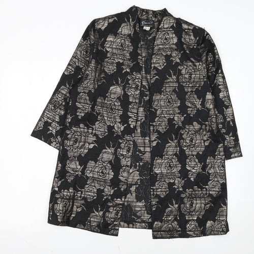 David Women Black Floral Lace Mid-Length Blazer Size 12