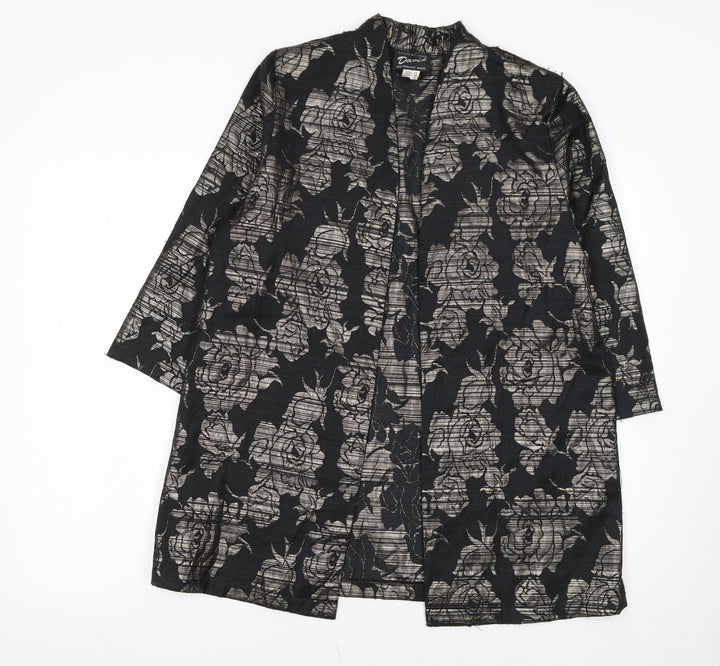 David Women Black Floral Lace Mid-Length Blazer Size 12
