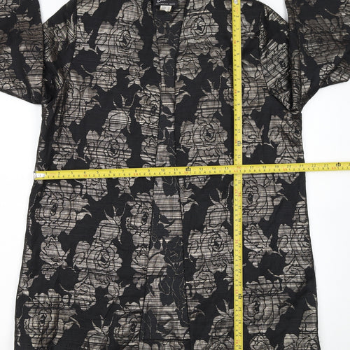 David Women Black Floral Lace Mid-Length Blazer Size 12