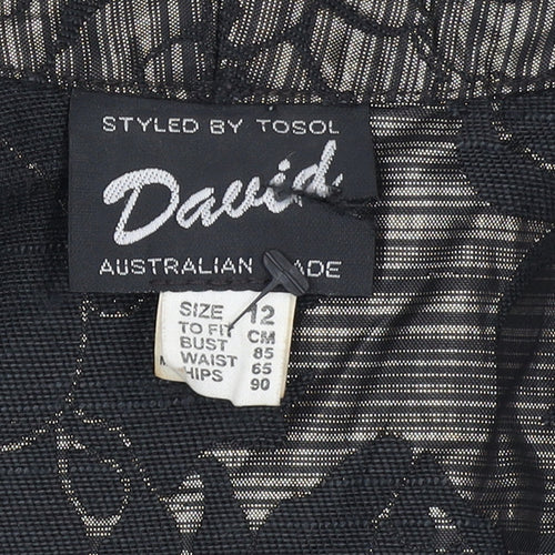 David Women Black Floral Lace Mid-Length Blazer Size 12
