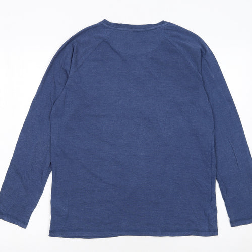 Marks and Spencer Boys Blue Long Sleeve Cotton Blend Crew Neck T-Shirt 13-14 Years
