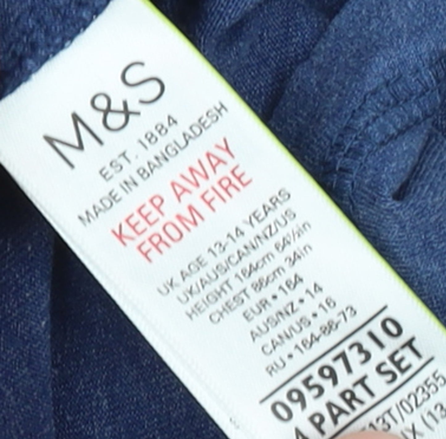 Marks and Spencer Boys Blue Long Sleeve Cotton Blend Crew Neck T-Shirt 13-14 Years