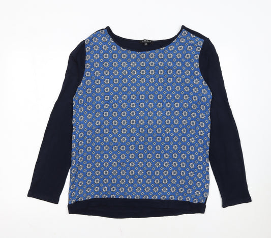 Caroll Women's Blue Geometric Long Sleeve Pullover Jumper Size 14