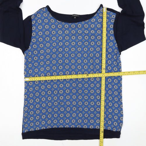 Caroll Women's Blue Geometric Long Sleeve Pullover Jumper Size 14