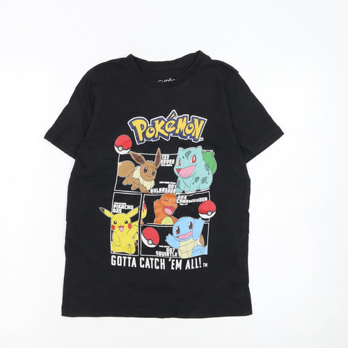 Tu Boys Black Pokémon Graphic T-Shirt 8 Years Short Sleeve Cotton