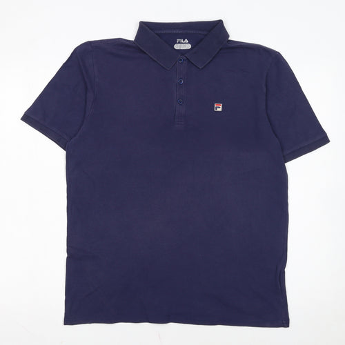 FILA Men's Blue Regular Fit Cotton Stretch Polo Shirt L