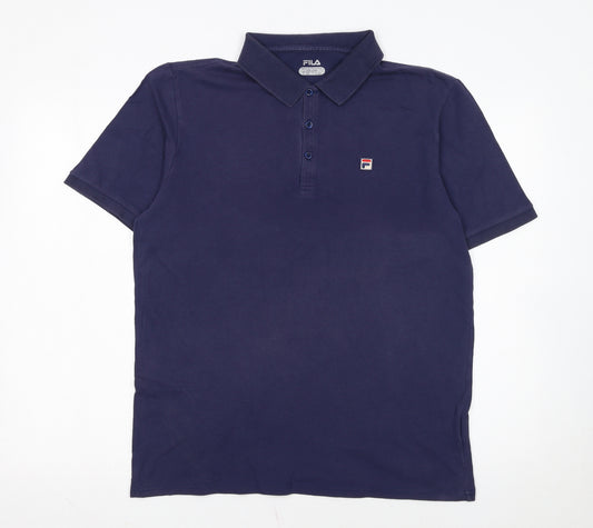 FILA Men's Blue Regular Fit Cotton Stretch Polo Shirt L