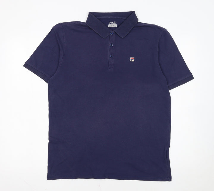 FILA Men's Blue Regular Fit Cotton Stretch Polo Shirt L