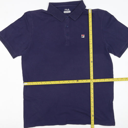 FILA Men's Blue Regular Fit Cotton Stretch Polo Shirt L