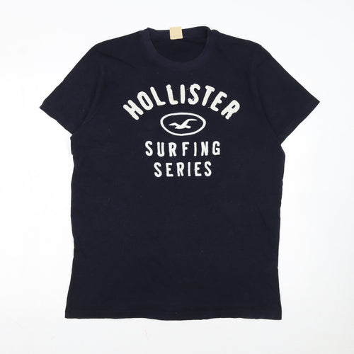Hollister Men's Navy Surfing Series T-Shirt L Embroidered Cotton