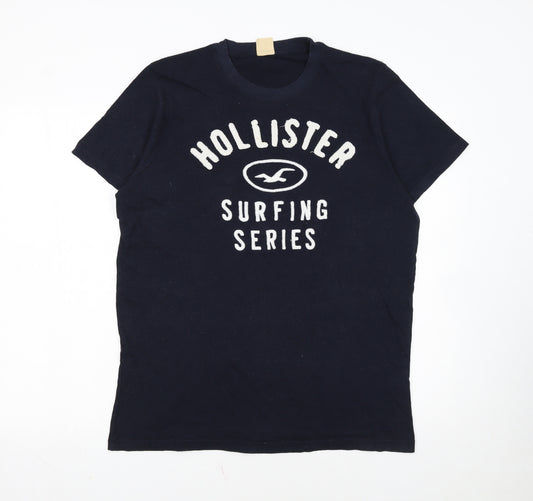 Hollister Men's Navy Surfing Series T-Shirt L Embroidered Cotton