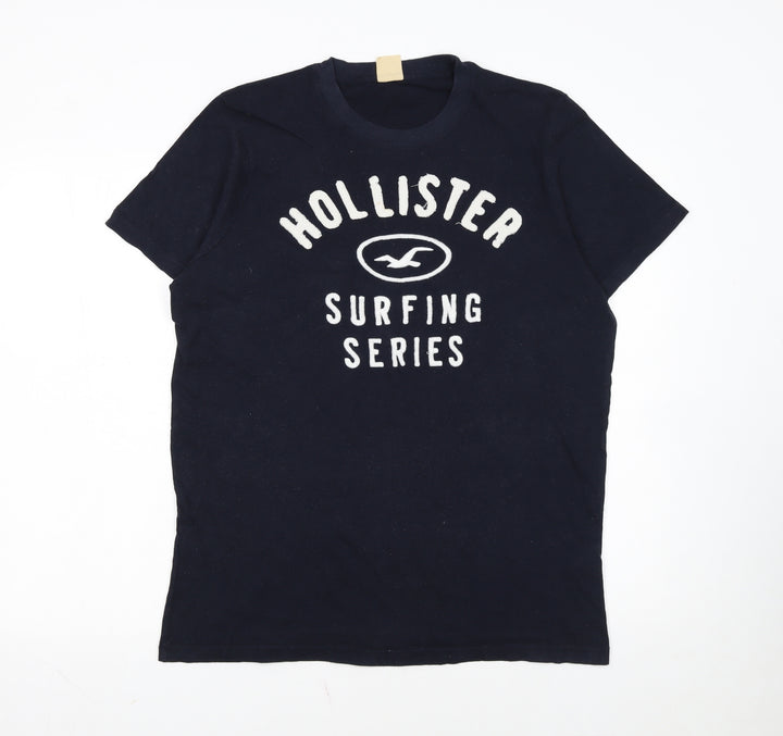 Hollister Men's Navy Surfing Series T-Shirt L Embroidered Cotton