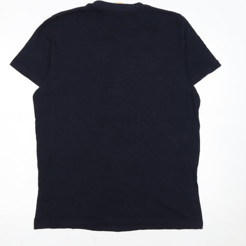 Hollister Men's Navy Surfing Series T-Shirt L Embroidered Cotton