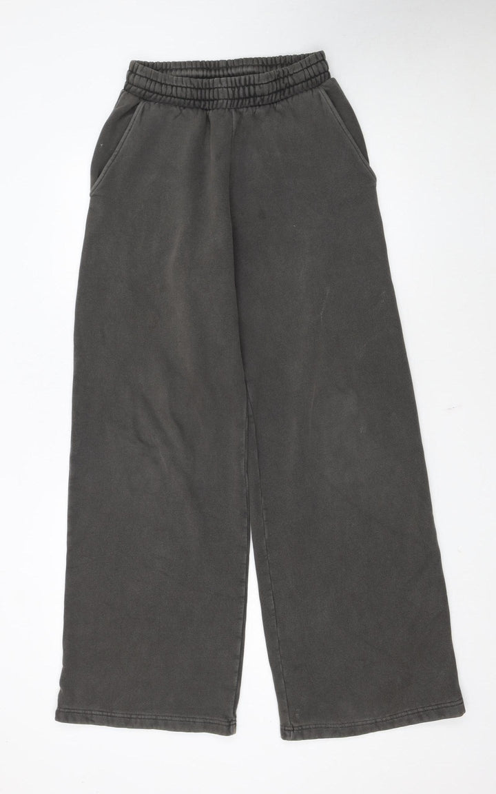 Weekday Women’s Grey Wide-Leg Sweatpants XS Elastic Waist Fleece